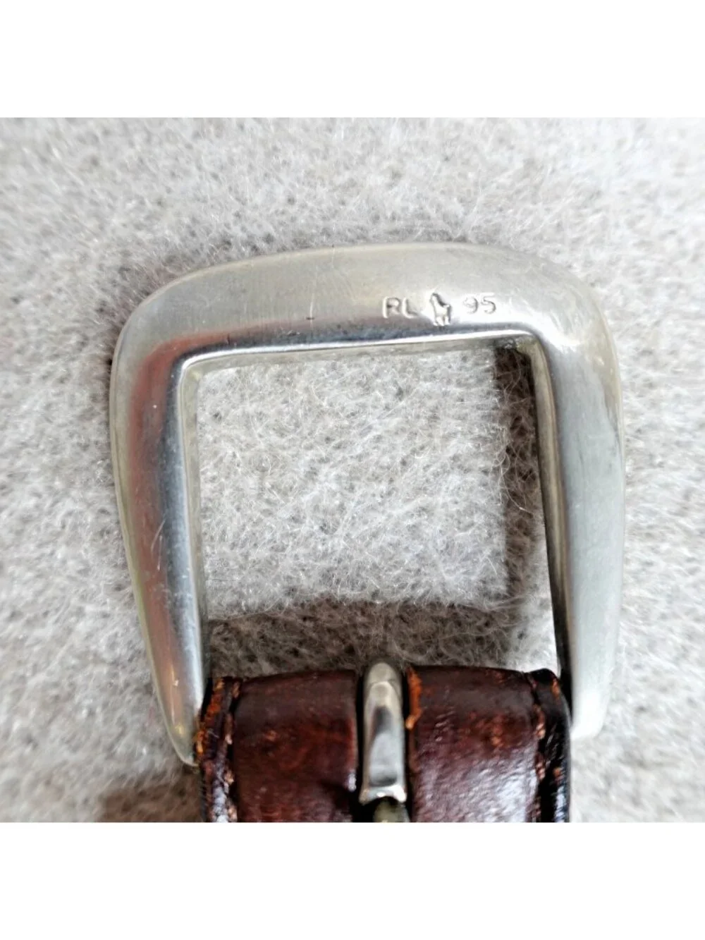 Polo Ralph Lauren Mens Belt 38 Brown Pebbled Dress
